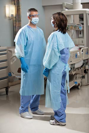 Gown Impervious Polyethyline Over-the-Head Protective Procedure Gown TIDIShield® One Size Fits Most Light Blue NonSterile Disposable Loop open back  (15/PK 5PK/CS) by TIDI Products, LLC  ID 8575